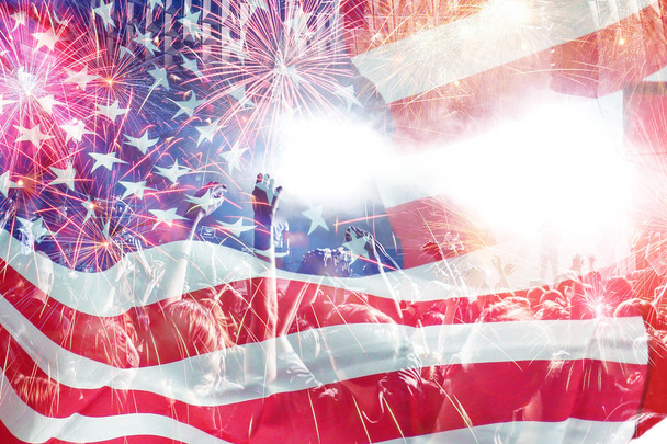 American flag celebration crowd  background - Photo, Image