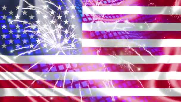 Amerikai zászló ünnepi tűzijáték háttér - Felvétel, videó
