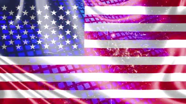 Amerikai zászló ünnepi tűzijáték háttér - Felvétel, videó