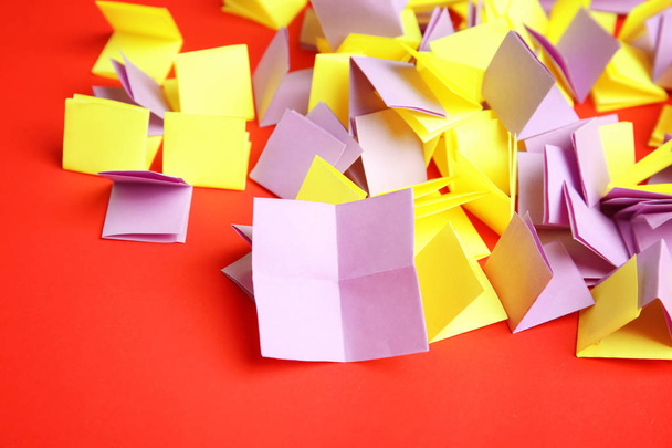 Pile of paper pieces for lottery on color background - Photo, Image