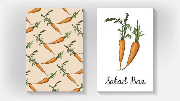Ilustración vectorial de la plantilla de barra de ensalada con estilo de boceto de zanahoria
 - Vector, imagen