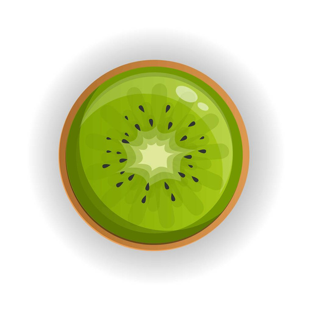Top view kiwi icon, cartoon style - Vector, Imagen