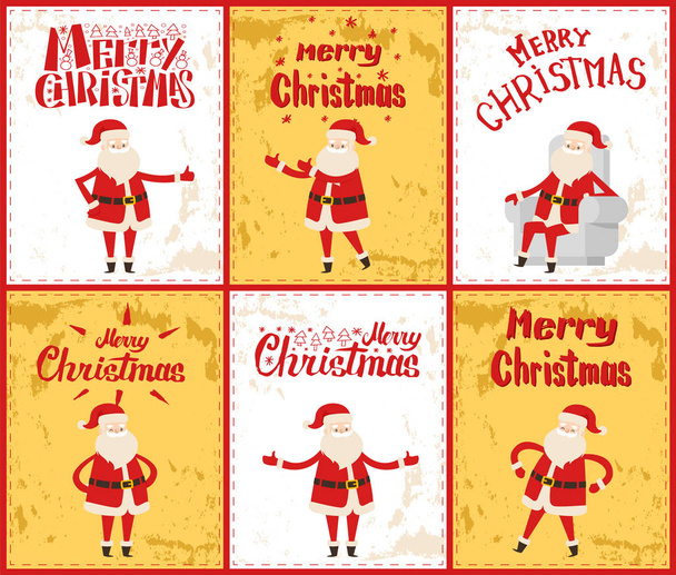 Merry Christmas with Santa Posing in Images Vector - Vettoriali, immagini