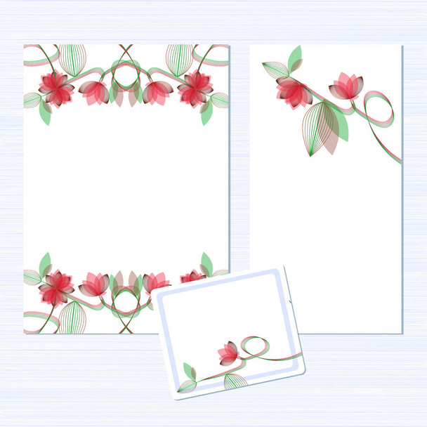Template. Flowers on a white background. Invitation to the wedding. Congratulations Happy Birthday, Valentine's Day. Card for anniversary. Set. - Vector, Image