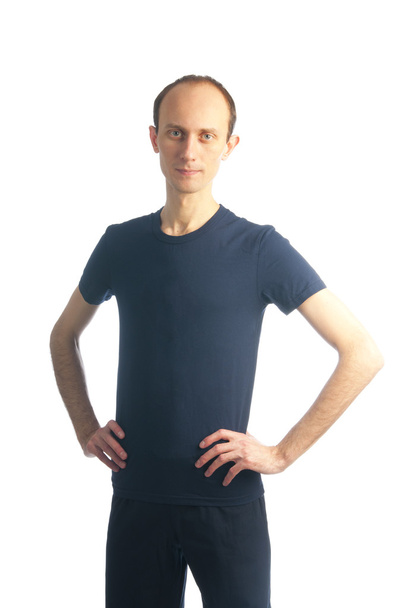 Tall thin man in blue t-shirt - Фото, изображение