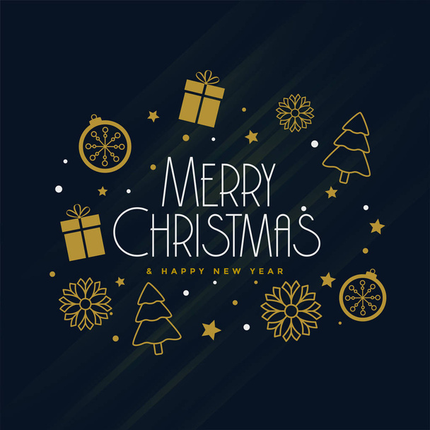 merry christmas decoration elements on dark background - Vecteur, image