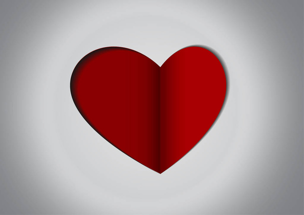 Vektor: červené srdce pod šedým papírem - Vektor, obrázek