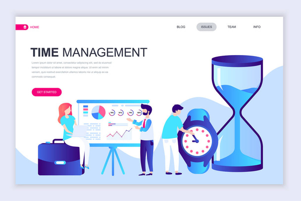 Modern flat web page design template of Time Management decorated people character for website and mobile website development. Flat landing page template. Vector illustration. - Vector, Image