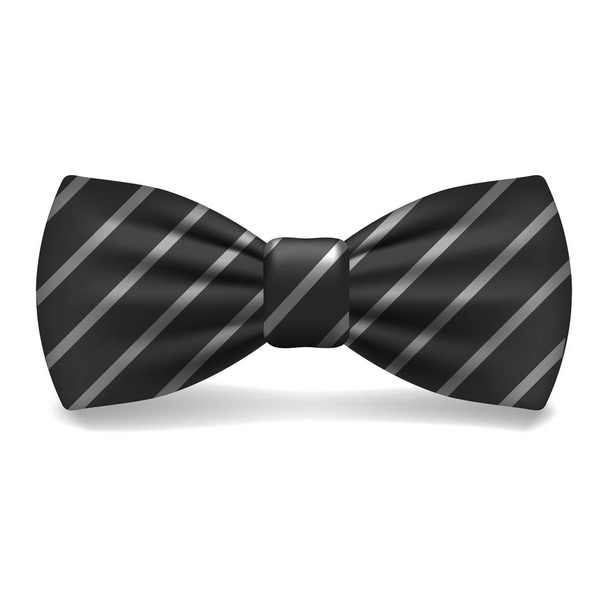 Black striped bowtie icon, realistic style - Vector, afbeelding