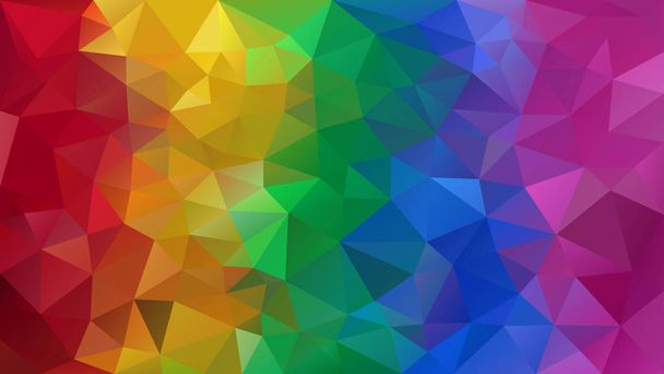 Vektor abstrakt unregelmäßig polygonaler Hintergrund - Dreieck niedriges Poly-Muster - Neon Farbspektrum Regenbogen vertikal gestreift  - Vektor, Bild