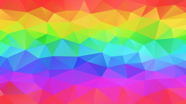 wektor streszczenie nieregularne Poligonalna tło - trójkątny wzór low poly - neon poziome paski pełny kolor widma tęczy  - Wektor, obraz