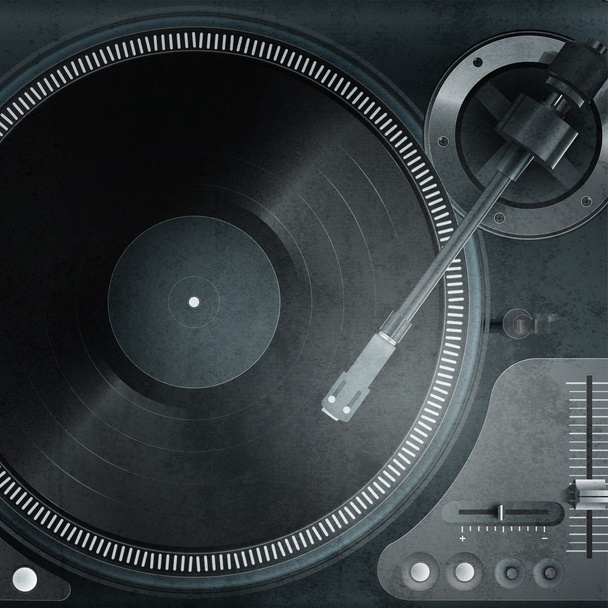 Vector illustration of a turntable with vinyl record. - Vector, Image