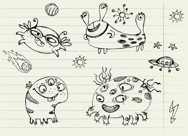 Collection of Cartoon Doodle Monsters: 2 - Wektor, obraz