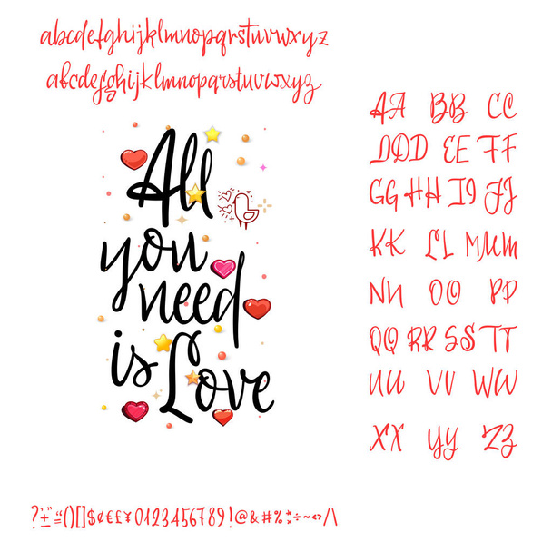 All you need is Love. Modern Calligraphy Vintage Handwritten vector Font for Lettering. - Vector, Image