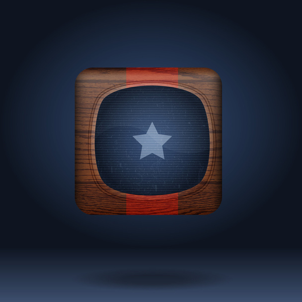 Vector wooden icon with star. - Vektor, Bild
