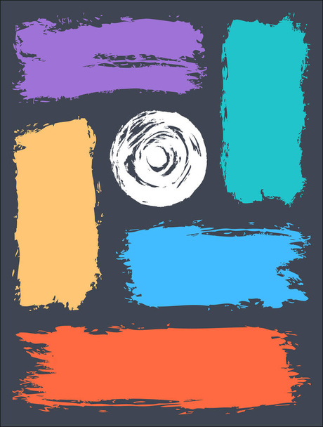 さまざまな色のブラシ ストロークを使用して作成されたポスターのテンプレート。デザイン グラフィック要素ベクトル図として保存 - ベクター画像