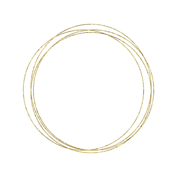 Золотая геометрическая круглая овальная рамка изолирована на белом фоне. Иллюстрация для открыток, свадебных приглашений
 - Фото, изображение