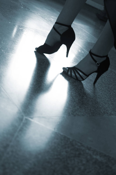 Ballroom latin salsa female dancer dancing in modern sport dance show in reception hall. - Photo, Image
