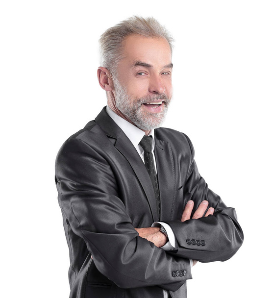 portrait of a smiling businessman.isolated on grey background - Φωτογραφία, εικόνα
