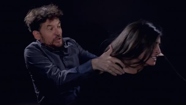 woman escaping from a violent husband - Felvétel, videó
