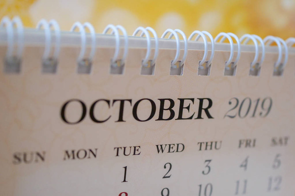 Close up calendar of October 2019 - Foto, afbeelding