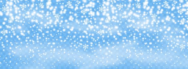 Flocos de neve caindo em fundo isolado, nevasca com vento. Elemento de design de sobreposição. Decoração de Natal. Ilustração vetorial
. - Vetor, Imagem