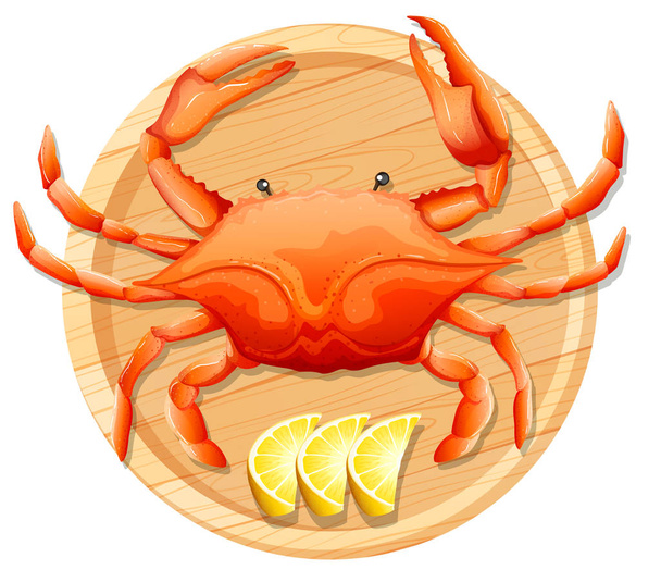 Un cangrejo en placa de madera ilustración
 - Vector, imagen