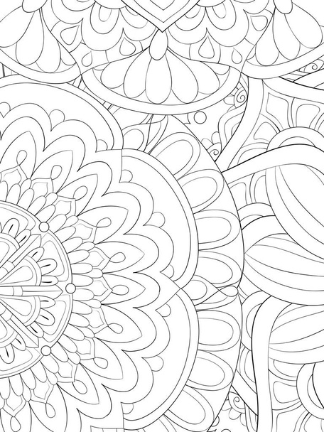 An abstract floral background image for relaxing activity.Zen art style illustration for print.A coloring book,page for adults.Poster design. - Vektor, obrázek