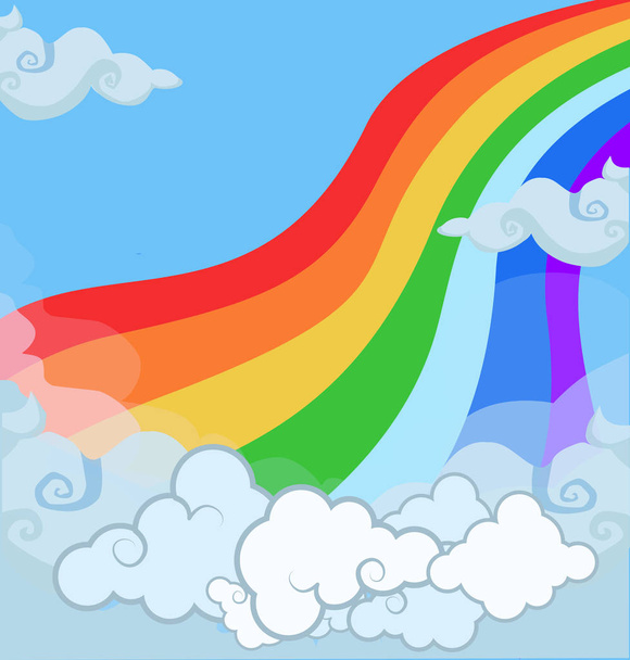 Мультфільм вектор яскраві кольорові baby ілюстрація фантазії магічні краєвид веселки в хмарного неба. Анотація текстури з хмар крупним планом подання та копію шаблону простору. Єдиноріг казка фону - Вектор, зображення