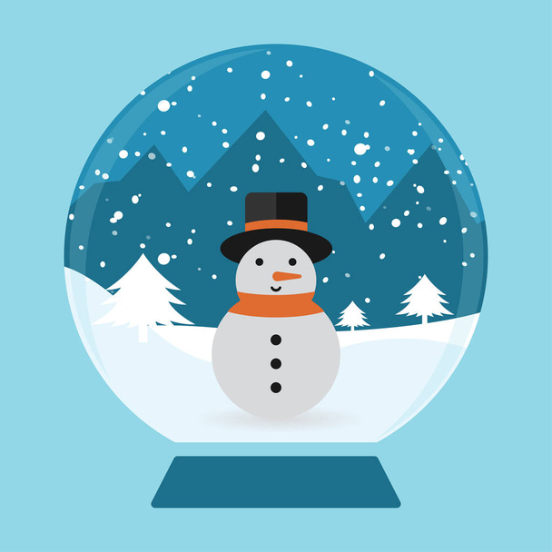 Boneco de neve em um globo de neve, símbolo de inverno
 - Vetor, Imagem