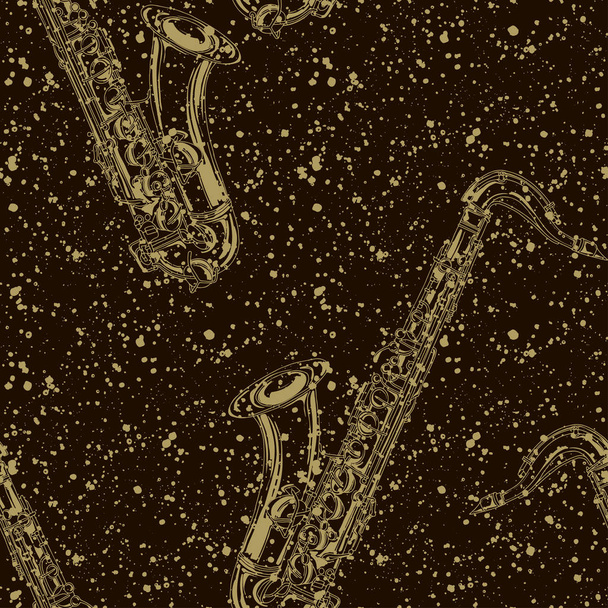 бесшовная векторная фоновая иллюстрация с саксофонами
  - Вектор,изображение