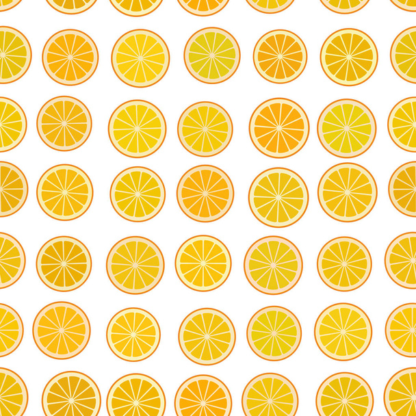 Orange slices simple seamless pattern With a piece of orange citrus fruit isolated on white background. Vector illustration - Vetor, Imagem