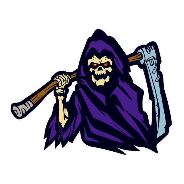 Grim Reaper ghost purple angry face - Vector, Image