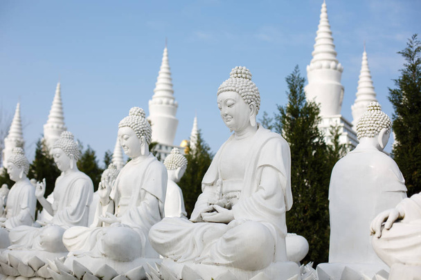 Krásná bílá pagoda je pod modrou oblohou - Fotografie, Obrázek