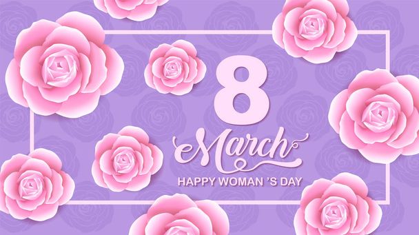Hyvää naistenpäivää loma, 8 Maaliskuu, tyttö pää siluetti katkaisu, kukka tausta. banneri, onnittelukortti, juliste, vektori kuvitus
. - Vektori, kuva