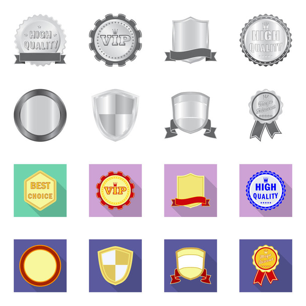 Vector design of emblem and badge symbol. Set of emblem and sticker stock vector illustration. - Διάνυσμα, εικόνα
