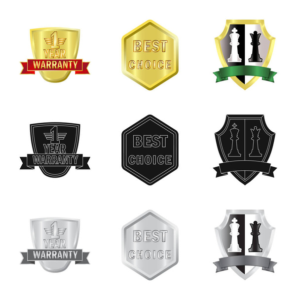 Vector design of emblem and badge sign. Set of emblem and sticker vector icon for stock. - Vektor, Bild