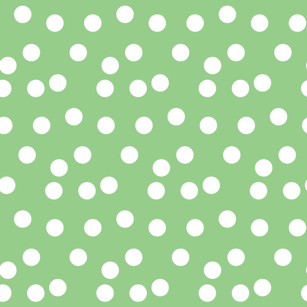 パステル調の緑の背景には、ドット水玉模様のシームレスなパターンが点在しています。ベクトル図. - ベクター画像