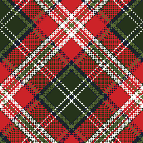 Red green plaid seamless fabric texture. Vector illustration. - Vector, Image