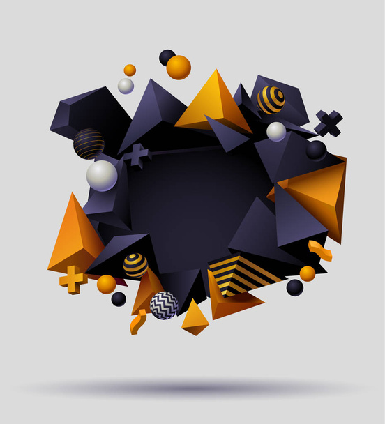 abstract composition with dark and orange geometric figures   - Vector, Image