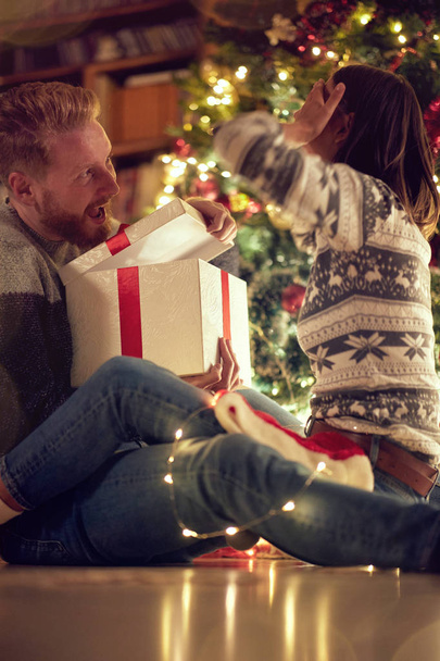 Romantic Man have Christmas surprise for his girlfriend - Фото, изображение