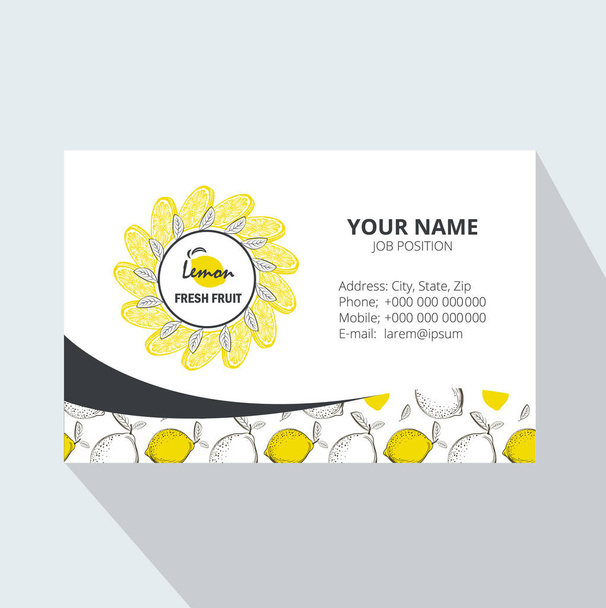 creative business card template with lemon, vector illustration - ベクター画像