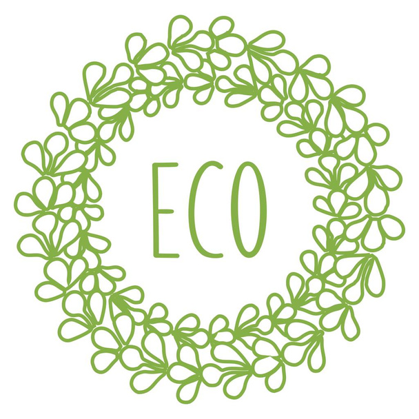 Eco green floral wreath on white background vector illustration sign - Vettoriali, immagini