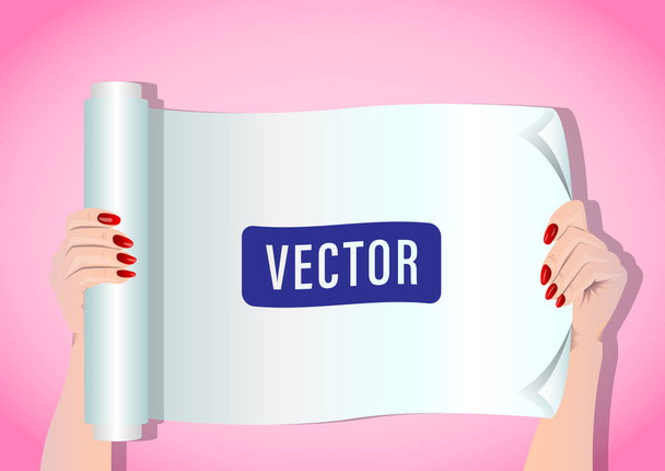 el aplastado rollo de papel en blanco en sus manos
 - Vector, Imagen