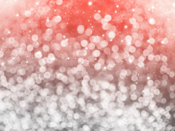 absztrakt piros, fehér háttér színes homályos karácsonyi fény koszorú hó - Fotó, kép