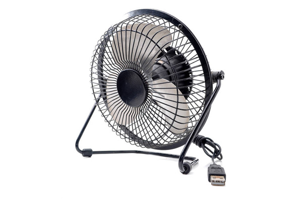A fekete mini ventilátor néhány meleg idő csökkentése érdekében - Fotó, kép