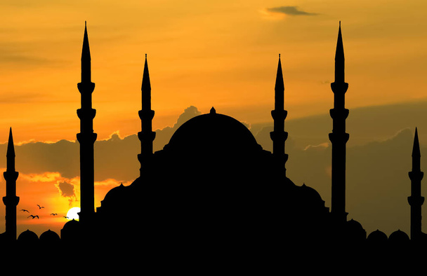 Sylwetka meczet po zachodzie słońca - Zdjęcie, obraz