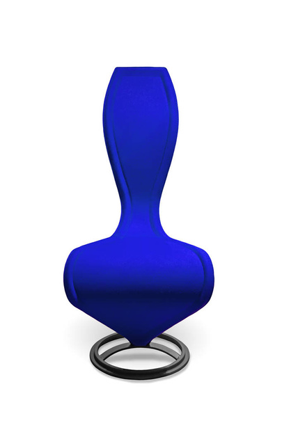 Kék színű eredeti fotel. Modern designer szék, fehér háttér. Textil kárpitos szék - Fotó, kép