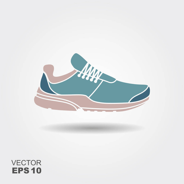 Sport shoes, sneakers illustration. Flat icon with shadow - Vector, Image