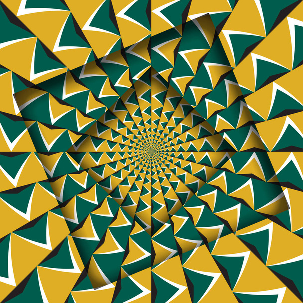 Abstrakti siirtynyt kehyksiä liikkuvat vihreät keltaiset nuolet kuvio. Optinen illuusio tausta
. - Vektori, kuva